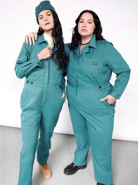 Wildfang Essential Coverall Teal Utility Jumpsuit Workwear Zip Front One Piece
